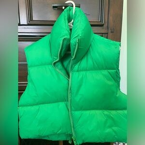 Green puffer vest